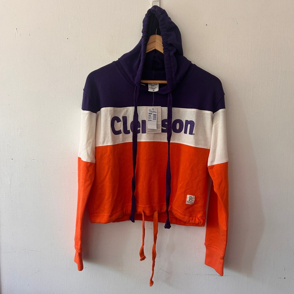 Pressbox Clemson Hoodie Women Medium NWT Colorblock Cinch Waist Callie Academia